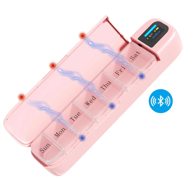 New 7-Day Automatic Smart Pill Dispenser A170 Portable Travel Case Medicine Organizer Home Elderly Blue Tooth Compatible Plastic