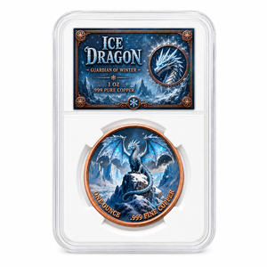 Moneta in Rame Puro 999 OEM da 1 Oncia, Tema Fantasia Drago di Ghiaccio Invernale, Souvenir di Fabbrica - Product Image 1
