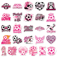 53 autocollants sur le thème du football rose original pour filles, autocollants décoratifs imperméables pour cahiers et sacs à dos