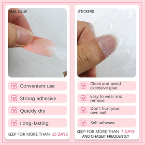 2026 Trendprodukt French Tip Aufklebenägel Kurze Ovale Künstliche Nägel zum Aufkleben mit Nagelkleber für Frauen Alltag Valentinstag Hochzeit - Product Image 5