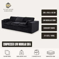 Modulares 3-Sitzer Cord-Sofa Vakuumkomprimiert Verpacktes Sofa Geradlinige Blockcouch Ohne Holzrahmen Wohnzimmer-Sofa