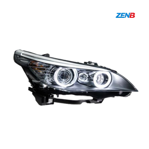Pour BMW Série 5 E60 2003-2010, ensemble de phares version ancienne modifiée en version nouvelle avec lentille de projecteur LED Angel Eye pour feux de croisement - Product Image 3