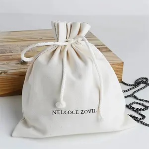 Wholesale Promotional Eco Friendly Custom Logo Printed White Cotton Drawstring Dust Bag Covers For Handbag