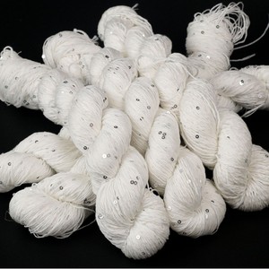 Hilo de Algodón Mercerizado con Lentejuelas, Hilo Base sin Teñir para Teñido <span class=keywords><strong>a</strong></span> Mano, Venta al por Mayor - Product Image 4