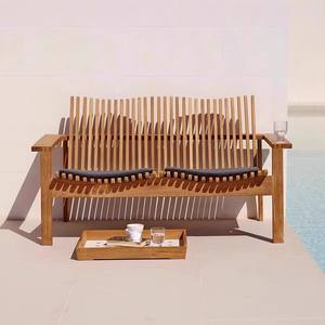 Banc de patio en bois massif, design minimaliste, 2 places, mobilier d'extérieur, style moderne durable - Product Image 4