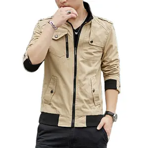 WholesaleMen's Jacket Casual Slim Autumn Fashion Coat denim Men's Clothing Middle-aged and Old Standing Collar Jacket