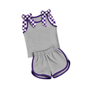 Conjuntos de Verano Personalizados para Bebés Niñas, de Algodón, con Lazos, Manga Larga, Suaves, al por Mayor, Ropa Deportiva para Hermanas, Boutique - Product Image 6