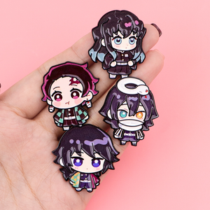 8 nouveaux badges métalliques Zenitsu du <span class=keywords><strong>Corps</strong></span> des Hashira, design anime démon chibi, pour la décoration de sacs et de vêtements - Product Image 2