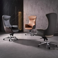 Chaise de bureau de direction en cuir véritable, confortable pour une utilisation prolongée, chaise de patron pivotante et roulante, moderne