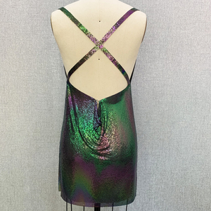 Sexy Clubwear multicolore maglia di <span class=keywords><strong>paillettes</strong></span> in metallo senza schienale <span class=keywords><strong>Mini</strong></span> <span class=keywords><strong>abito</strong></span> da donna in maglia di maglia per la festa - Product Image 3