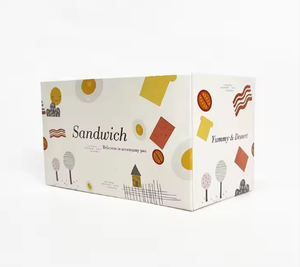 Scatola di imballaggio personalizzata Mini hamburger per la colazione <span class=keywords><strong>e</strong></span> il Catering con carta stampata Sandwich a goccia con cialde in rilievo per Sushi Design - Product Image 4