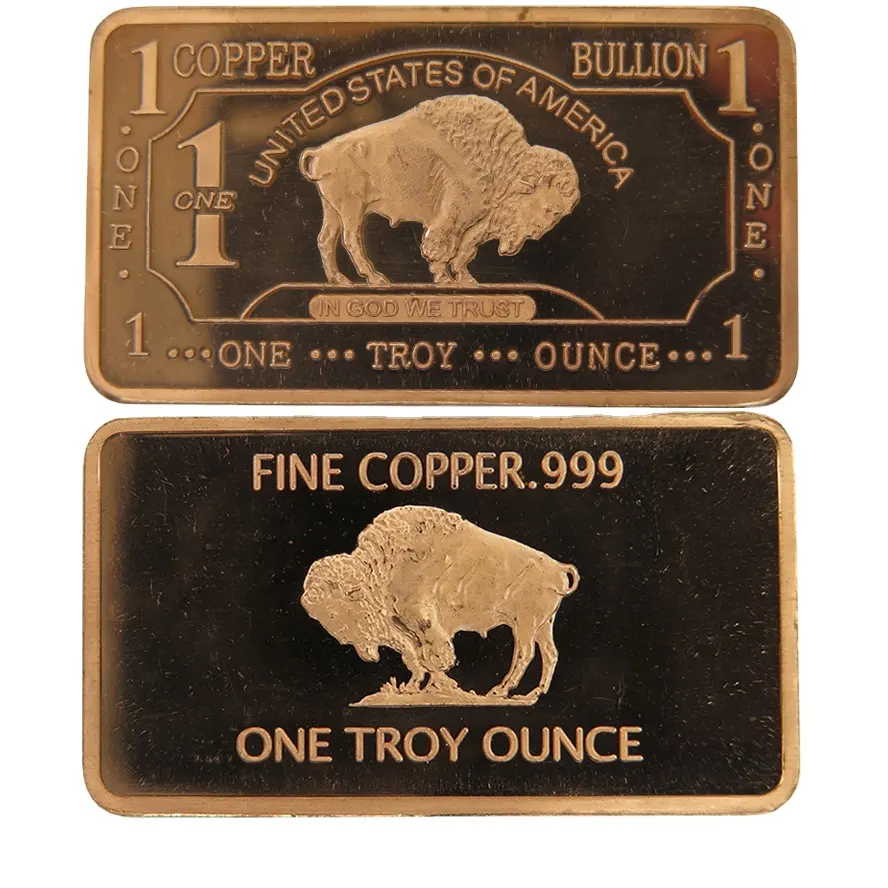 1 oz 999 Fine Copper Buffalo Bullion Bars B59b metal copper bullion