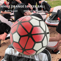 Ballons de football d'entraînement promotionnels blancs et oranges, taille 5, en PU, cousus à la machine, pour adultes, fans et joueurs