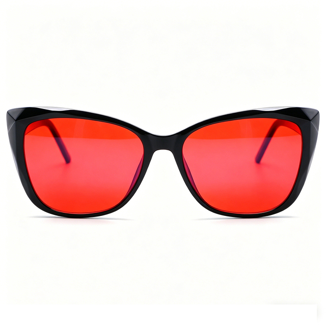 Cat Eye Red Lens Blocking Green Light 100% Blue Light Blocking Glasses Orange Lens Anti Fatigue Help Sleep Glasses