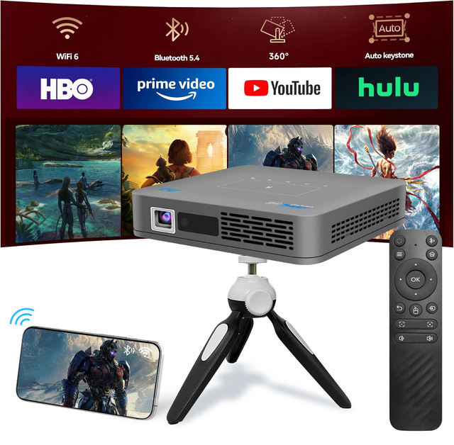 Portable 1080P Full HD 3D LED DLP Projector Home Theater Android 9 Smart Devices 2GB RAM 32GB ROM 4K Support Pocketable 300