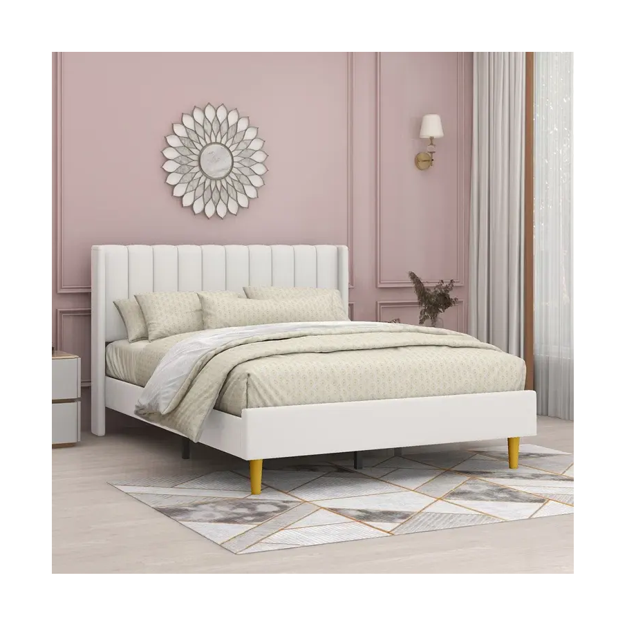 Sigma Popular Luxury Bedroom Sets King Size Queen Furniture Leather Velvet Cotton Linen Fabric Headboard Oak Wooden Bed Frame