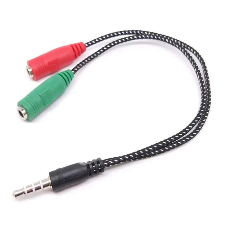 3.5mm Stereo Male to 2 Female Headset Mic Y Splitter USB Adapter Audio Cable Splitter