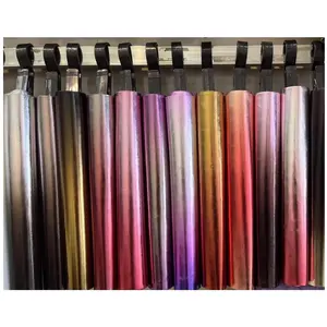 0.7MM Wholesale PU Gradient Metallic Texture Faux Leather Rolls For DIY Bows Clips Making Bag Materials