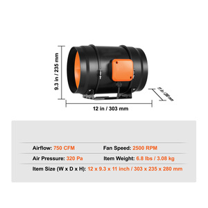 Kipas saluran Inline DIY elektrik, untuk penguat pendingin, tenda hidroponik 8 inci 750 CFM pengendali kecepatan variabel AC tembaga sunyi - Product Image 4