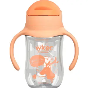 Met Cap Bpa Gratis Cartoon Papier Doos Pp Siliconen Stro Baby Water Fles