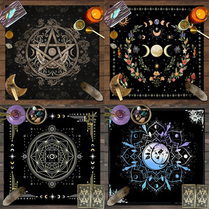 Mantel de Altar con Diseño de Luna, Sol y Estrellas, Pentagrama, Tapiz Espiritual para Tarot, Adivinación y Artículos de Brujería - Product Image 2