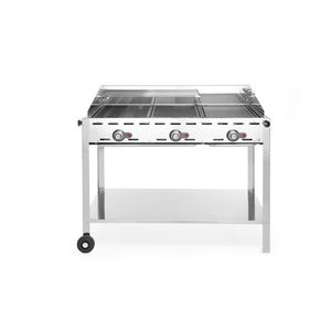 Griglia a Gas Professionale HENDI a 3 Bruciatori 17.4kW, Attrezzatura da Cucina Commerciale 1078x612x825mm - Product Image 1