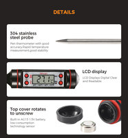 Termometer Dapur Digital Portabel TP101 Kami Sendiri, Probe Oven Daging, Termometer BBQ Elektrik, Termometer Rumah Tangga