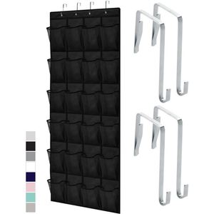 Hot Behind the Door <b>Black</b> Cloth <b>Black</b> Fine Mesh Non-Woven Fabric 24 Grid Door Rear Hanging Bag Shoes Buggy Bag - Product Image 1
