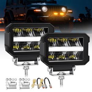 Feux de route LED IP68 E-Mark 4x4, <span class=keywords><strong>blanc</strong></span> ambre DRL, 12V 24V, feux auxiliaires tout-terrain 4,4 pouces pour SUV et pick-up avec faisceau de câblage - Product Image 1