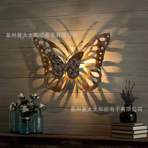 Lampe murale Iron Butterfly E27 Led avec abat-jour marron, décoration murale pour salon - Product Image 1