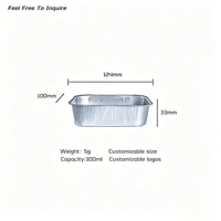Contenant alimentaire jetable en aluminium de 300 ml, petit format rectangulaire, écologique, pour repas en avion et préparation de repas individuels - Vente en gros
