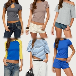 Lot de Vêtements Mixtes pour Femmes en Gros : Ensembles Y2K Crop Top et Short en Jean, Hauts et Bas Décontractés d'Été, Stock Assorti - Product Image 5