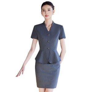Flight Attendant Style Professional Suit Short Sleeve Women Hotel Uniform Slim Fit Workwear Polyester Cotton Material - Product Image 5