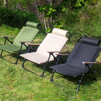 Chaise pliante de camping en plein air en fer, inclinable à cinq positions, chaise de plage portable, chaise de pique-nique avec tissu Oxford
