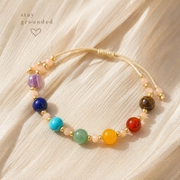 Bracelet réglable Go2boho avec perles multicolores en pierre naturelle et alliage plaqué or, bijoux bohèmes pour femmes