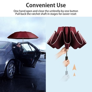 Smart Modern Portable <b>Windproof</b> 3-Fold Automatic <b>Umbrella</b> with Metal Frame 190T Pongee for Outdoor Use - Product Image 6