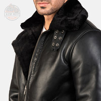 Neuer 2024-Stil Echte Pelz-Shearling-Lederjacke für Herren Winter Einfarbig Stehkragen High-Street Casual Individuell Anpassbar