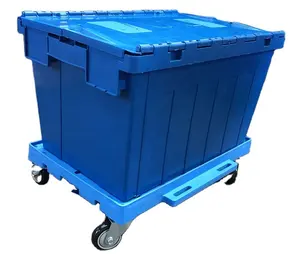 Moving dolly mini car Plastic Logistic crates with Stackable logistics box supplier