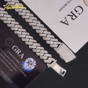 أزياء الهيب هوب بلينغ issanite مخصصة مع 15 سلسلة ربط كوبية سميكة مجوهرات الرجال الفضية - Product Image 2