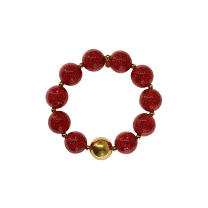 Fashion Beaded <b>Bracelet</b> <b>Red</b> Glitter Stones PVD Gold Plated 316L Stainless Steel Sustainable Resistant Jewelry - Product Image 2