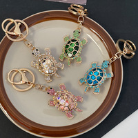 Vente en gros de porte-clés tortue bling cristal strass animaux de l'océan porte-clés diamant porte-clés de voiture porte-clés tortue porte-clés tortue