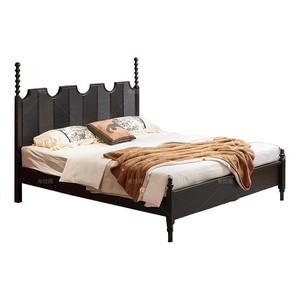 Cadre de <span class=keywords><strong>lit</strong></span> en bois massif <span class=keywords><strong>sur</strong></span> mesure pour projets hôteliers et d'appartements, tête de <span class=keywords><strong>lit</strong></span> ondulée, poteaux tournés, OEM ODM, vente en gros de meubles - Product Image 2