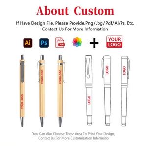 Stylo bille en bambou écologique personnalisé avec logo gravé, cadeau d'entreprise, stylo personnalisé pour le bureau - Product Image 2