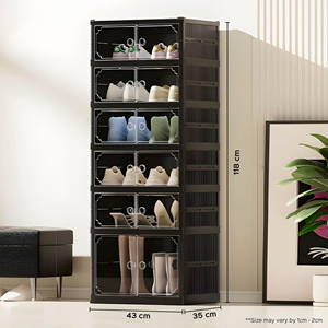 Black Portable Plastic Shoe Cabinet One-Piece Easily Installed Plastic Shoe Cabinet Custom Logo Plastic Shoe Cabinet - Product Image 6