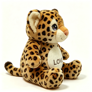 Customize Leopard <b>plush</b> toy Cheetah stuffed animal ,Cute spotted <b>cat</b> <b>plush</b>, LOVE embroidery leopard doll ,Big eye leopard <b>plush</b> - Product Image 3