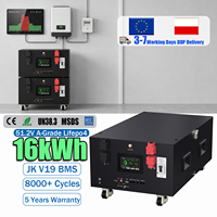 Sistema de Almacenamiento de Energía Solar para el Hogar, Batería Modular Apilable LiFePO4 de 16 kWh y 48 V con BMS JK V19 CAN y Función de Calefacción, Envío DDP desde Almacén en Polonia