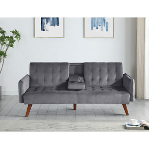 JS Modern Tufted Folded <span class=keywords><strong>Click</strong></span> <span class=keywords><strong>Clack</strong></span> para muebles de sala de estar Tela Patas de madera Mesa desplegable Sofá <span class=keywords><strong>cama</strong></span> - Product Image 3
