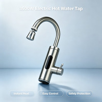 Robinet d'eau chaude instantanée électrique entièrement en acier inoxydable, design col de cygne rotatif, autoportant, étanche IPX4, pour camping-car, extérieur, voiture