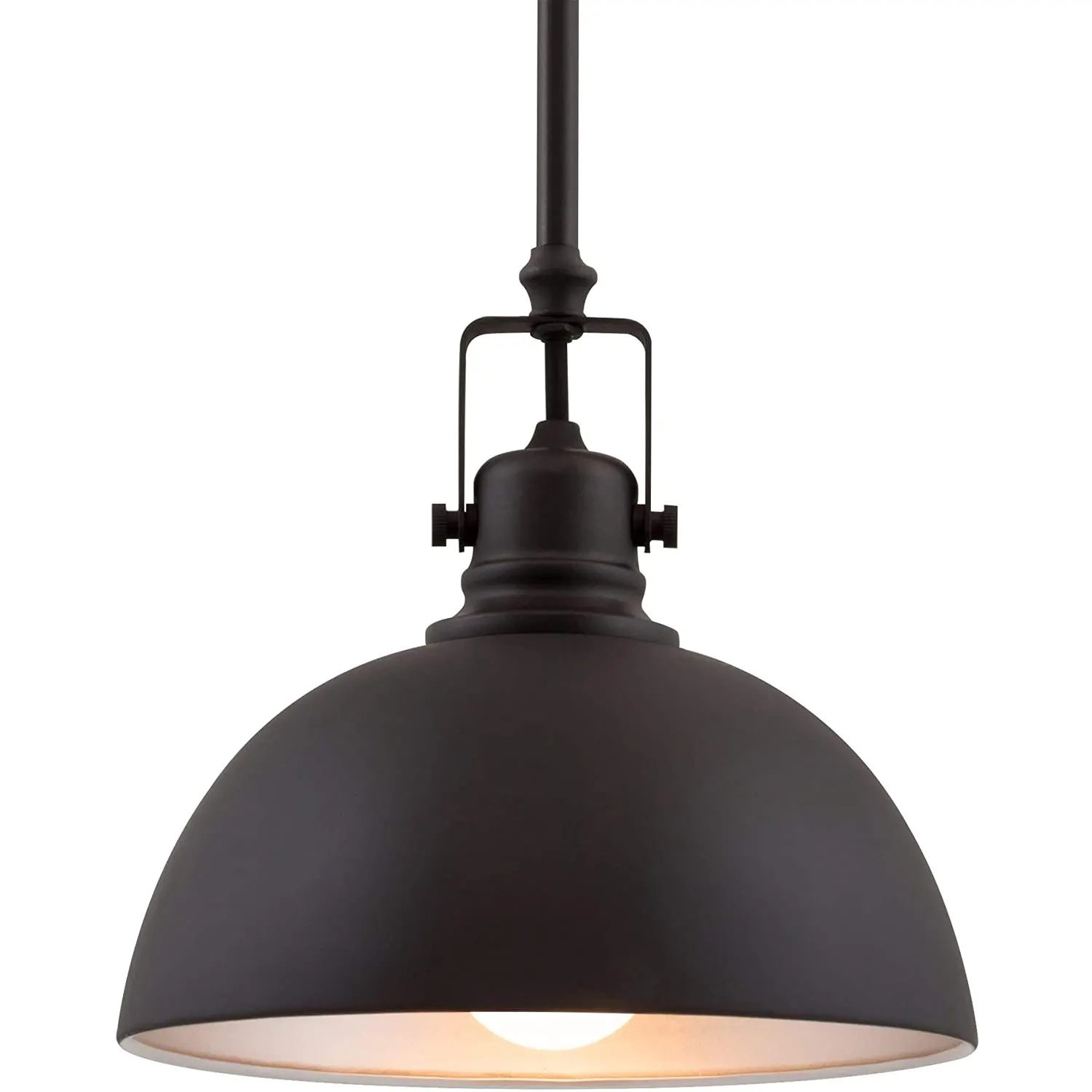 Contemporary Industrial 1-Light Pendant Light, Adjustable Length + Shade Swivel Joint, Oil-Rubbed Bronze Finish