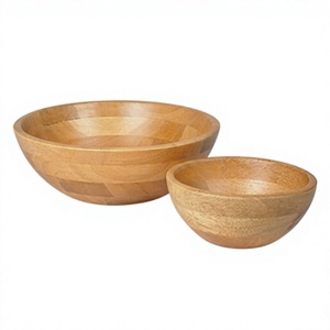 Cuenco de madera de acacia natural hecho a mano a precio barato fabricado en la India para servir comida en restaurantes y hoteles artículos de uso diario - Product Image 1